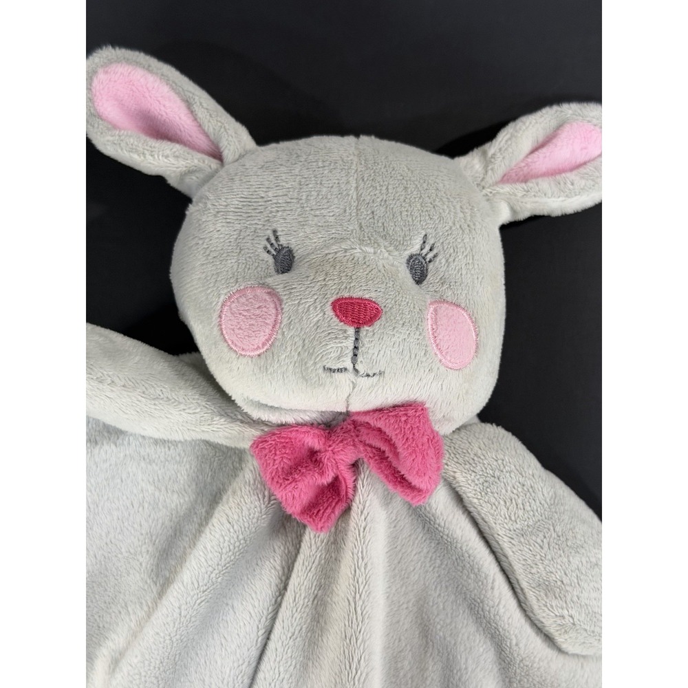 Hudson Baby Bunny Lovey Security Blanket Gray Pink Plush Rabbit Baby Comforter